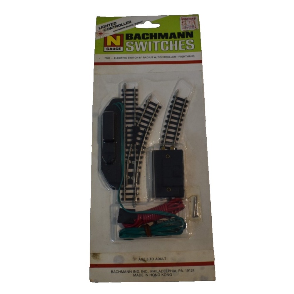 Bachmann N Gauge 7662 - Electric Switch 8" Radius W/ Controller Right Hand NEW